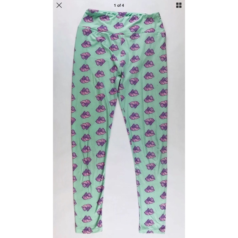 Lularoe Leggings OS One Size Mint Green Seashells